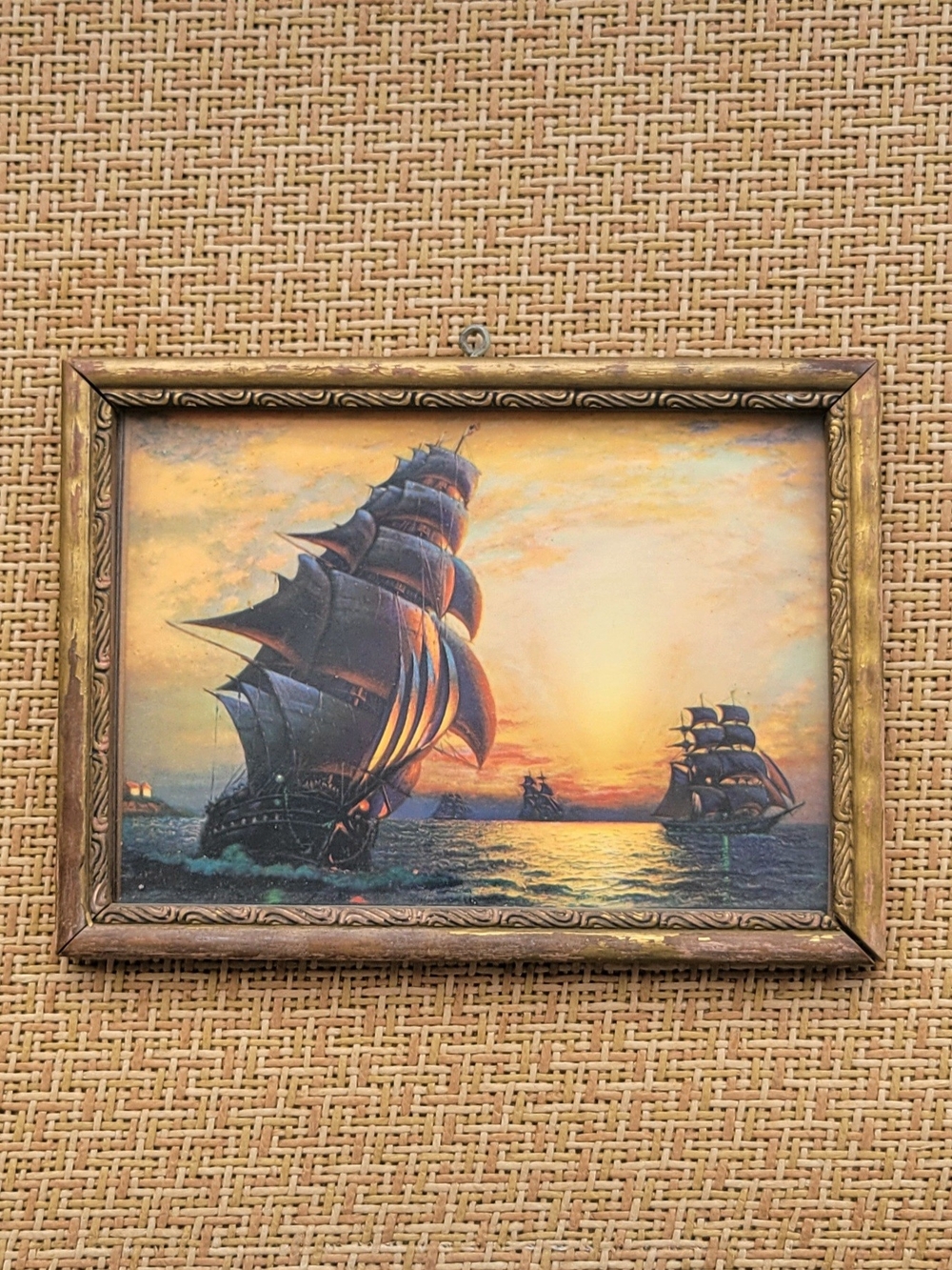 Vintage Framed Art Print "Sunshine in the Harbor" by Richard Dey de Ribcowsky